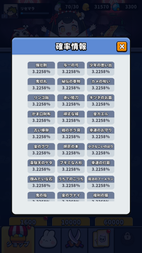 運任せの召喚士　宝物の排出確率について